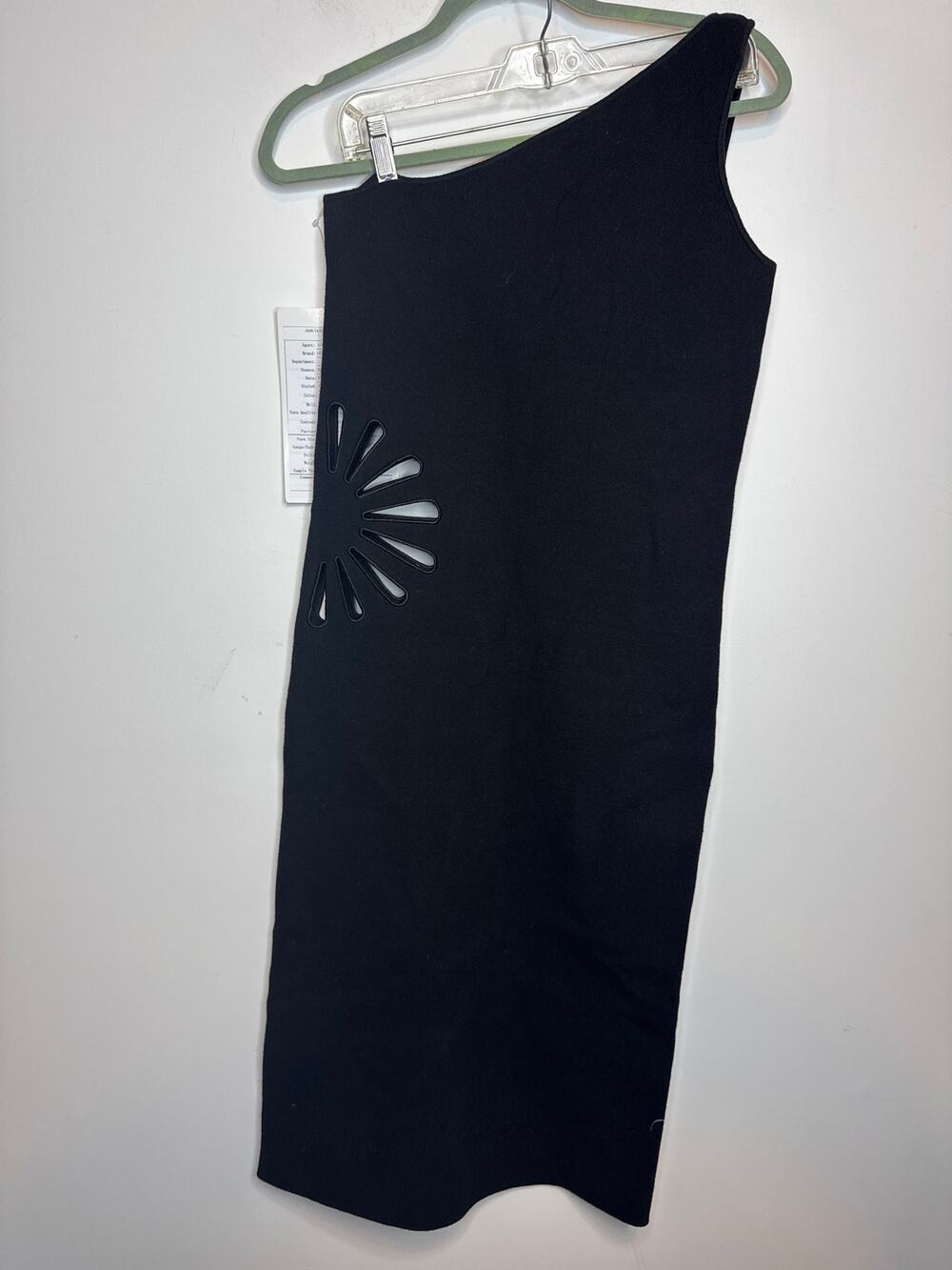 LOFT Women Size M Black One Shoulder Cutout Midi Sheath Dress NWT